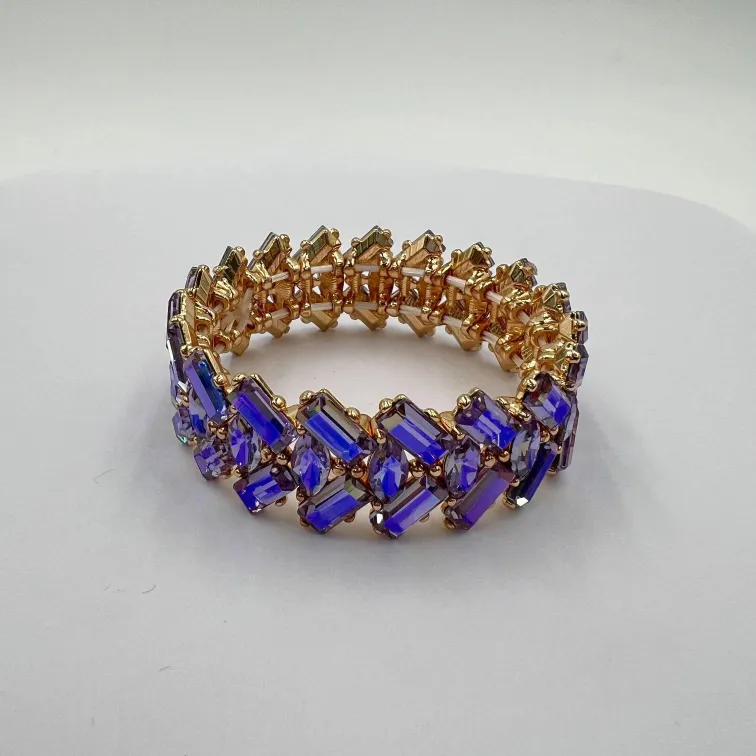 Stylish Double-Row Brick Cubic Zirconia Bracelet, Alloy Full-Brick Chain Jewelry