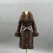 Fox Fur Collar Women's Mink-trimmed Belted Fashionable Coat Fur Jacket  (13)