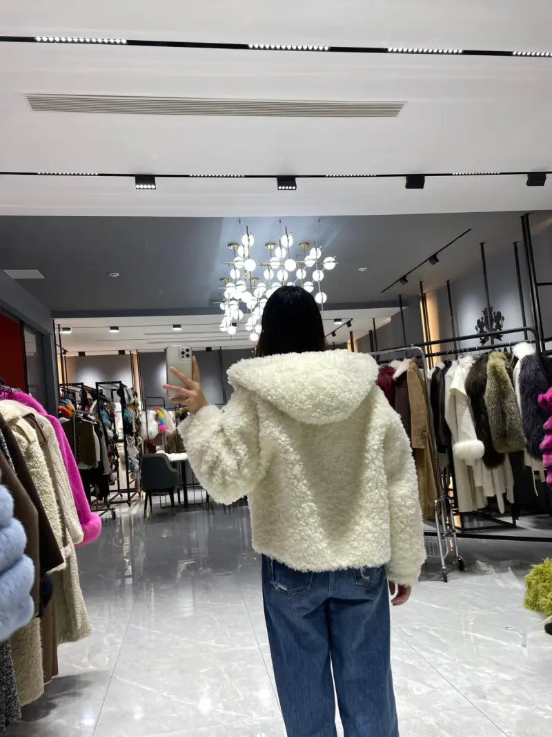 Faux Shearling Outerwear Coat Women's Elegant Hooded Faux Shearling Jacket (18)