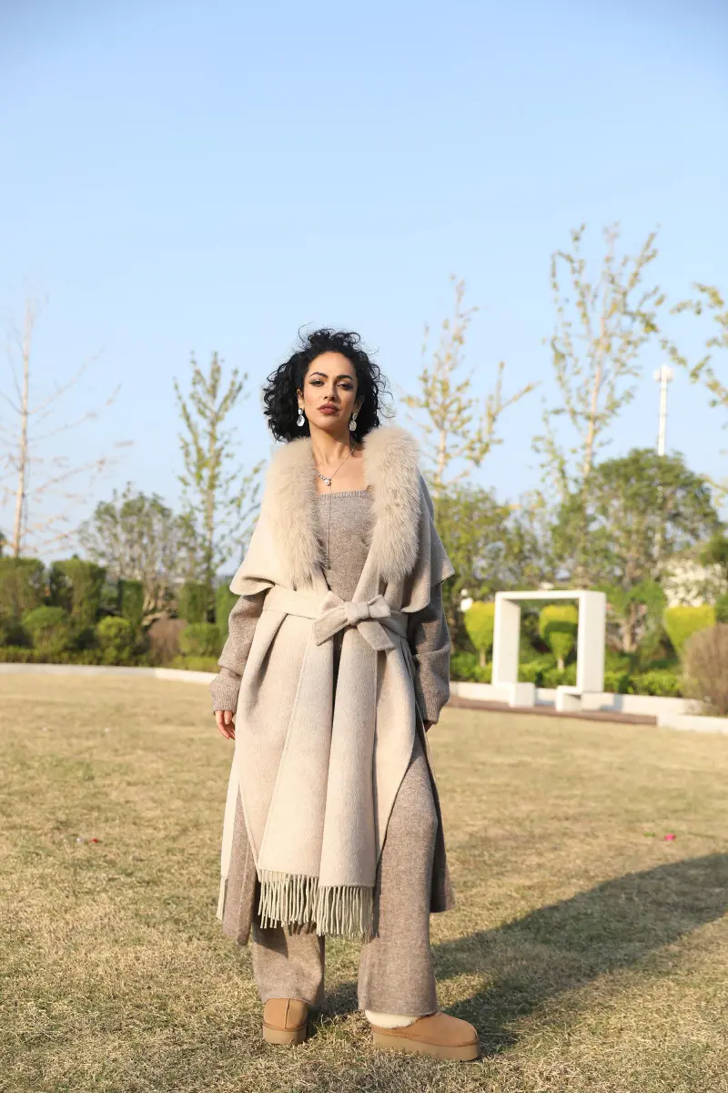 Double-Faced Cashmere Cape Coat for Women with Chic Fringe Double-Faced Wool Shawl Coat (39)
