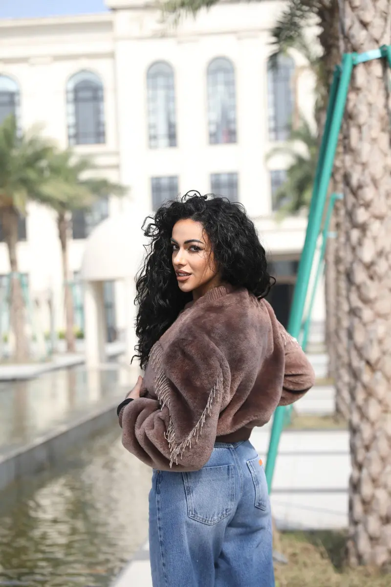Ecofriendly Fur Jacket for Women Fashion Fringe Fake Fur Baseball Jacket (55)