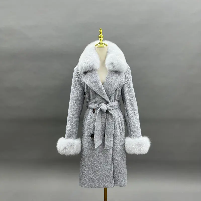 Circle Fleece Coat for Women Classic Fashion Small Square - Collar Jacket (7)