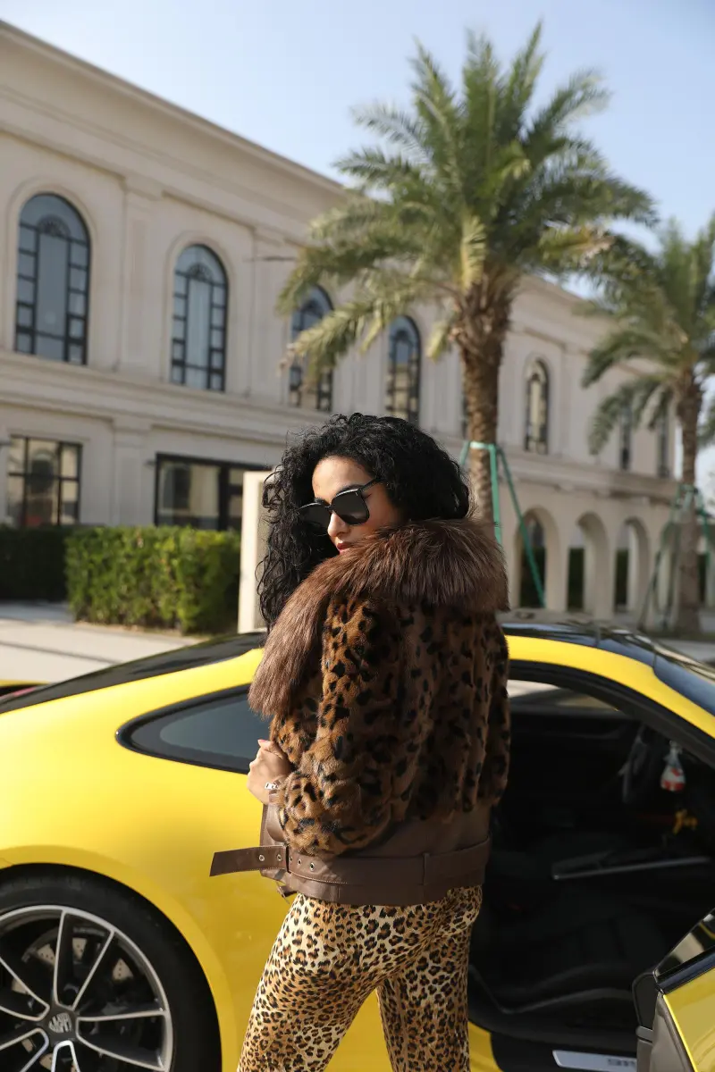 Shawl Lapel Short Mink-Blended  Fur Women's Fashion Fur Jacket (26)