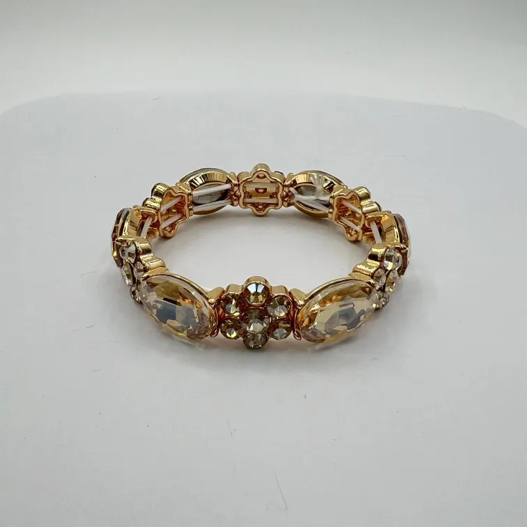 Vintage Style Cubic Zirconia Flower Bracelet, Women's Fashion Bangle Sparklin