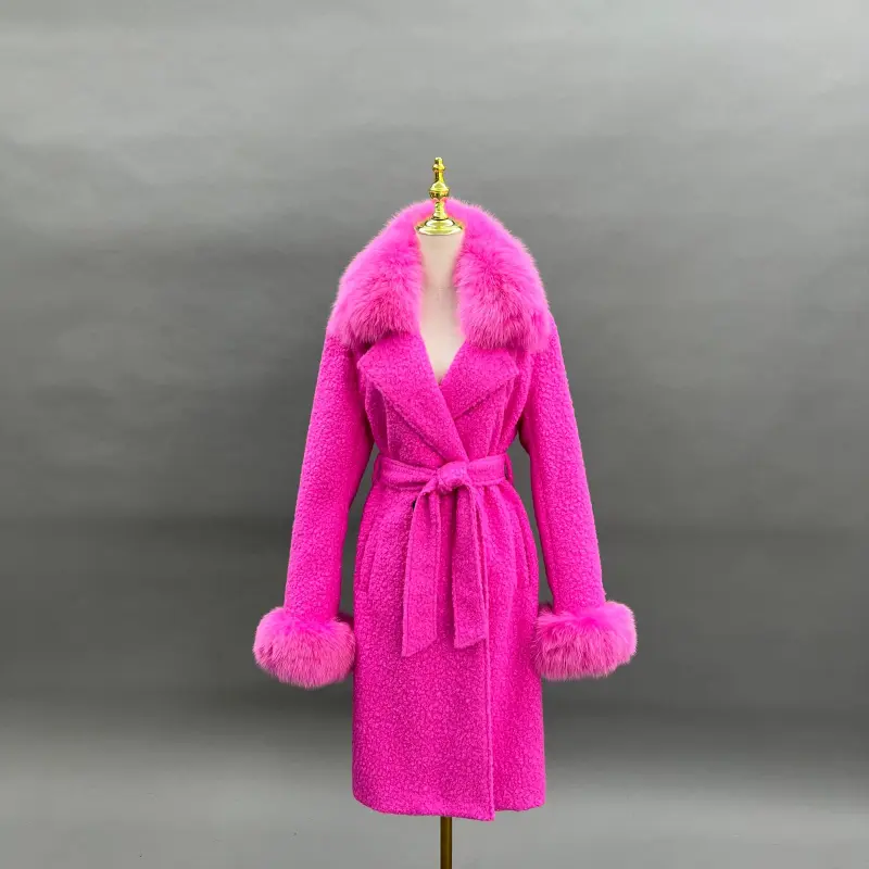 Circle Fleece Coat for Women Classic Fashion Small Square - Collar Jacket (13)