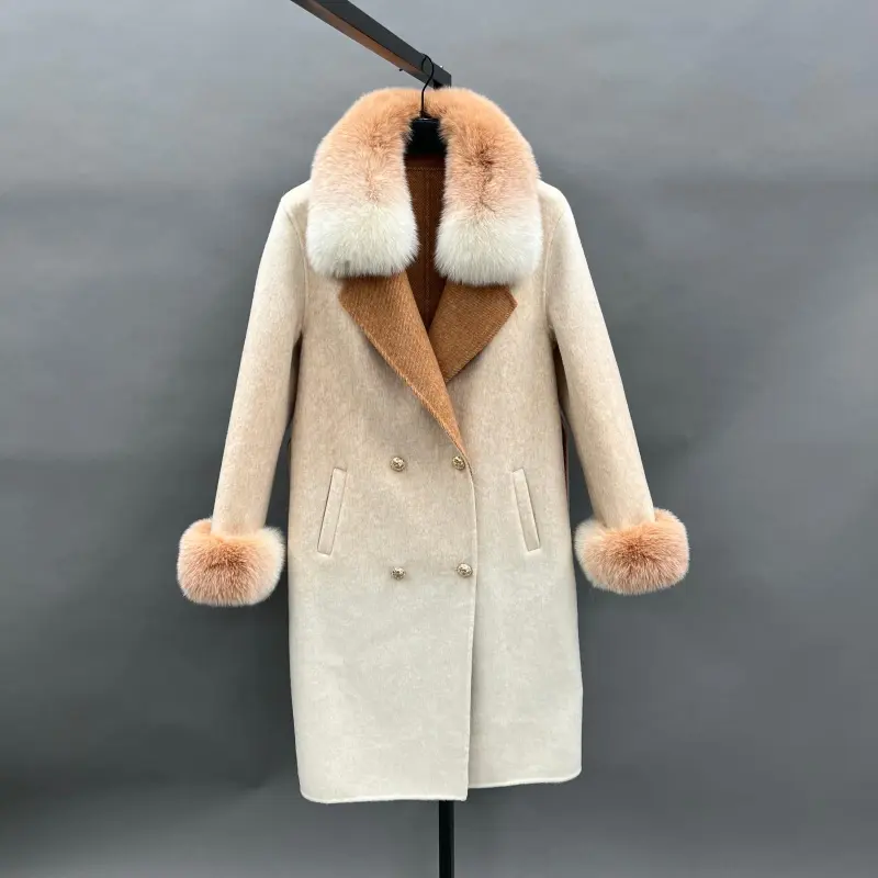Double-Faced Cashmere Jacket for Women Classic Square Collar Gradient Double-Faced Wool Coat (3)