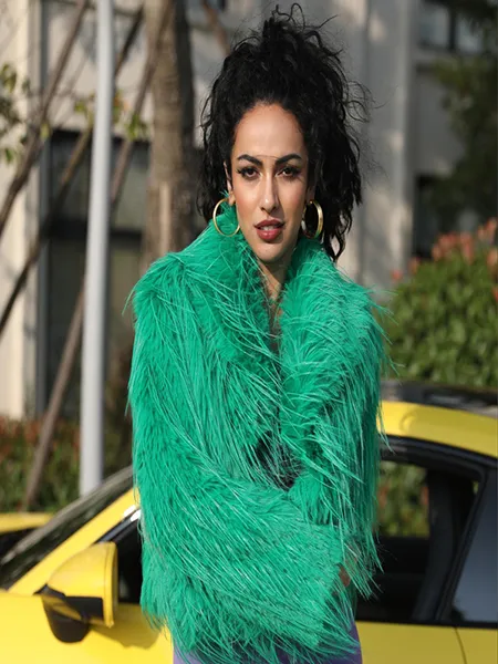 Eco Friendly Faux Fur Jacket Women's Chic Shawl Collar Tassel Faux Fur Outerwear Coat 