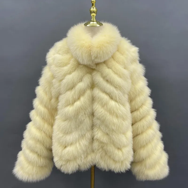 Winter women wear fox fur on both sides