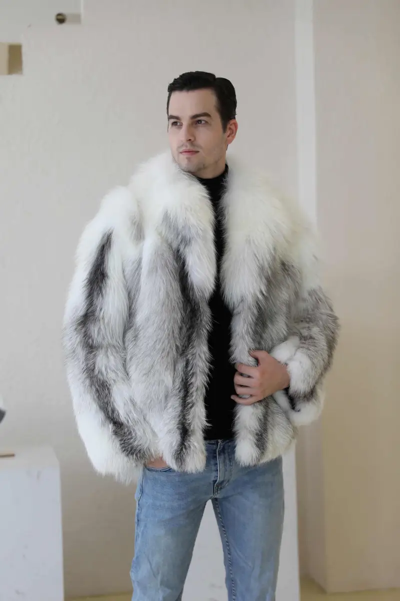Men's red fox coat-(22)