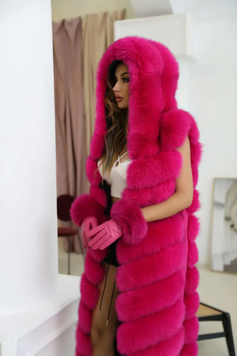 Long Fox Hat Vest-(47)