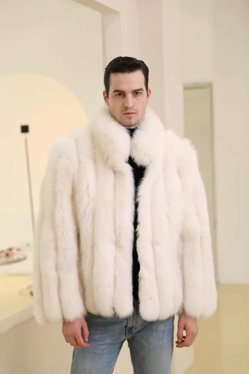 Men's Vertical Fox Coat-(211)