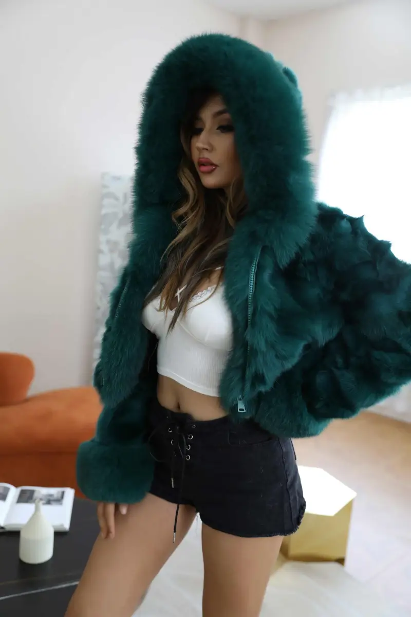 Fox with hooded zipper-(132)