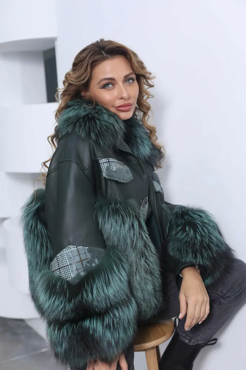 Fox fur button coat-(32)