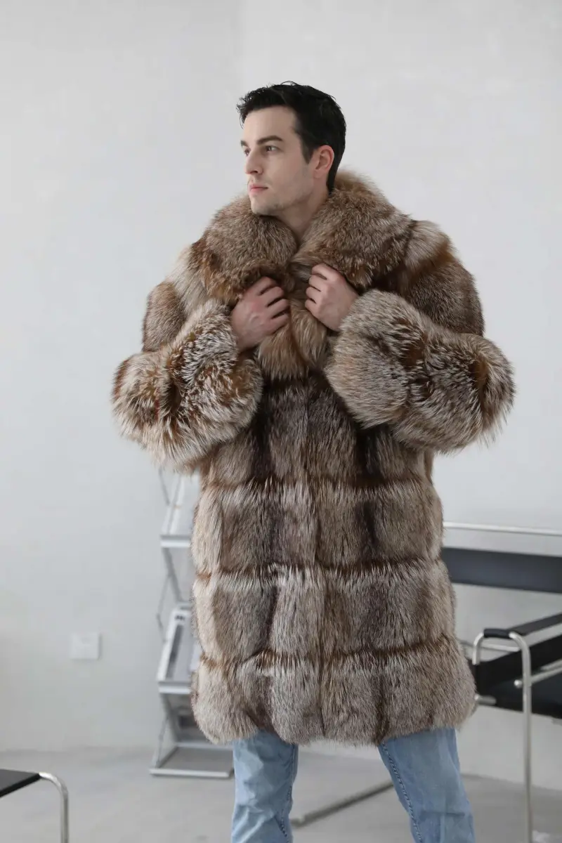 Six section silver fox coat-(106)