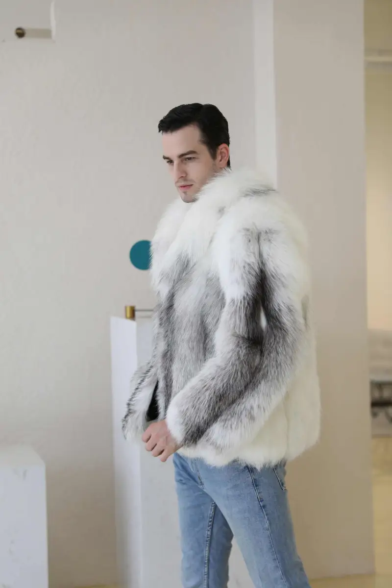 Men's red fox coat-(37)