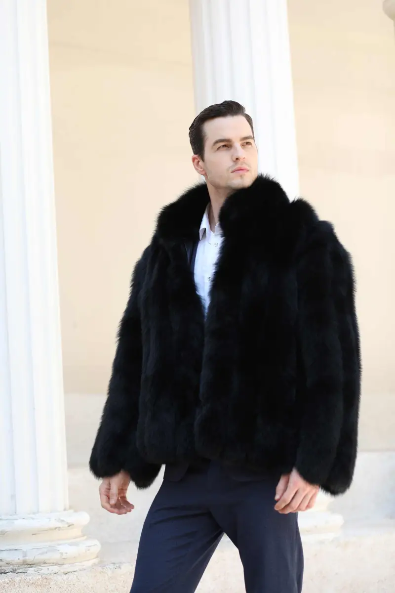 Men's Vertical Fox Coat-(26)