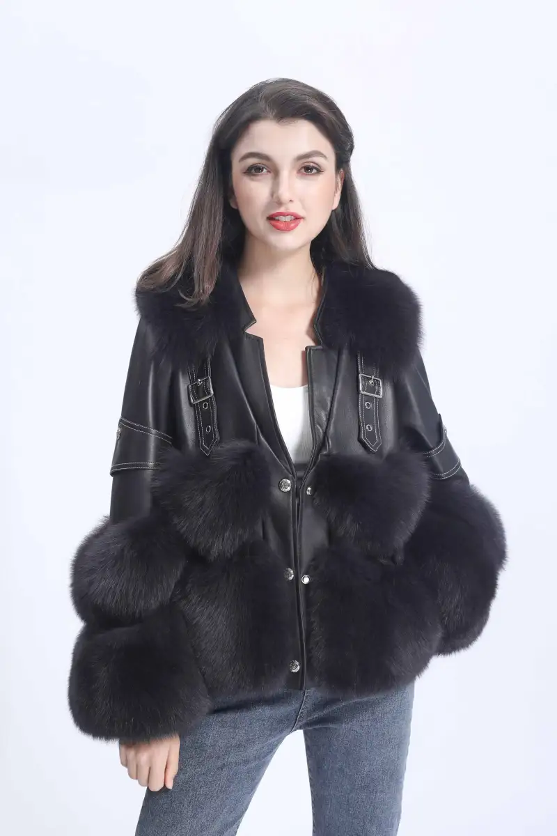 Winter Warm Fashion Design Fox Fur Jacket Luxury Women's Coat