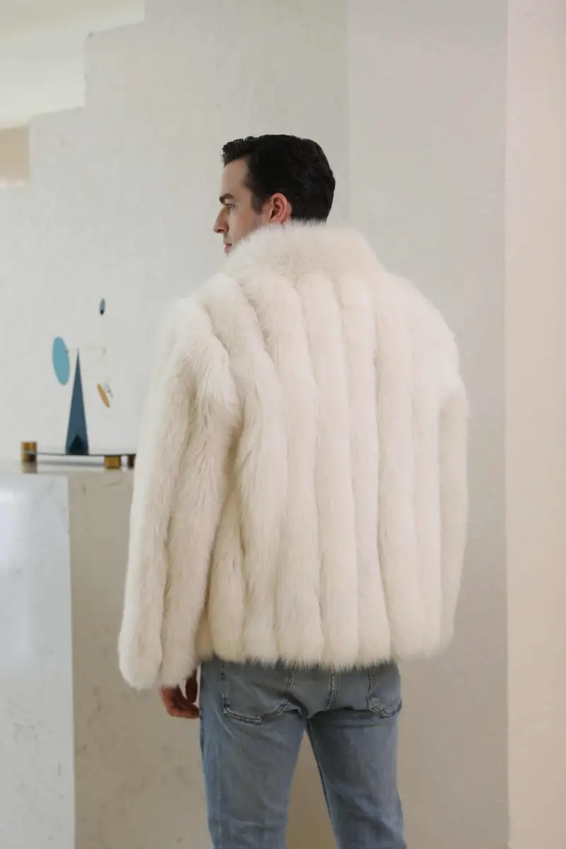 Men's Vertical Fox Coat-(246)