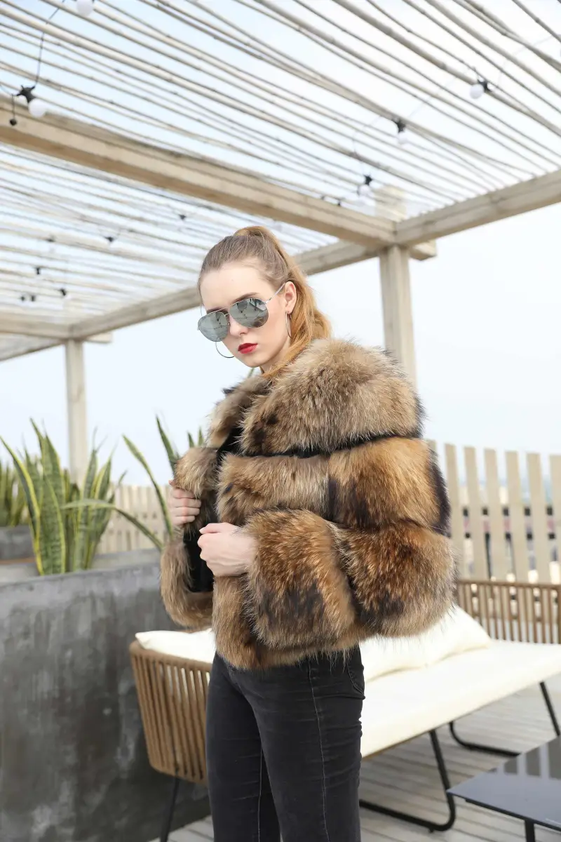 Natural raccoon fur coat 4