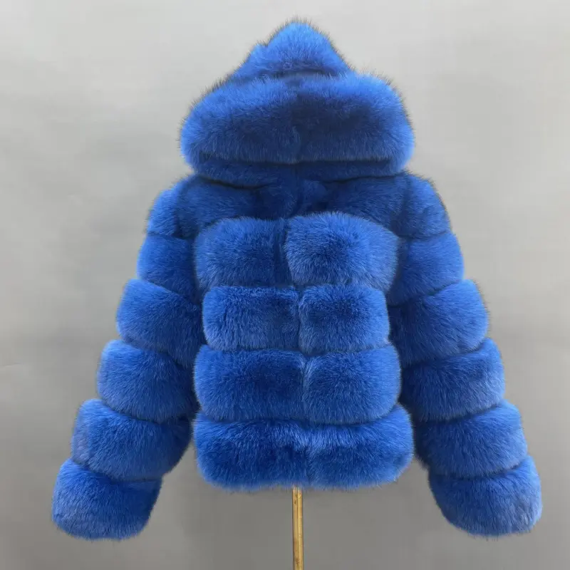 Solid short hooded fox coat (5)