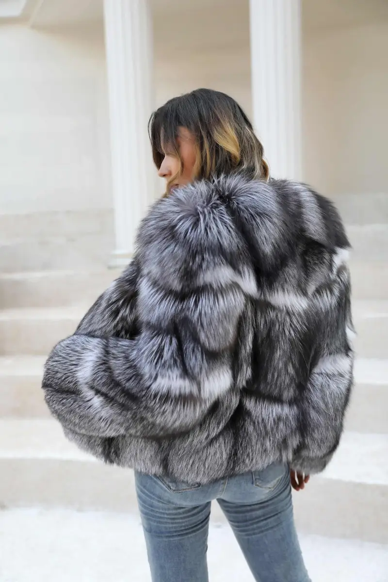 Short silver fox coat-(25)