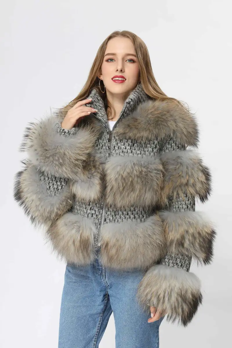 Chanel style raccoon coat