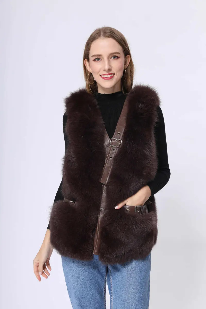 V-neck fox vest-(22)