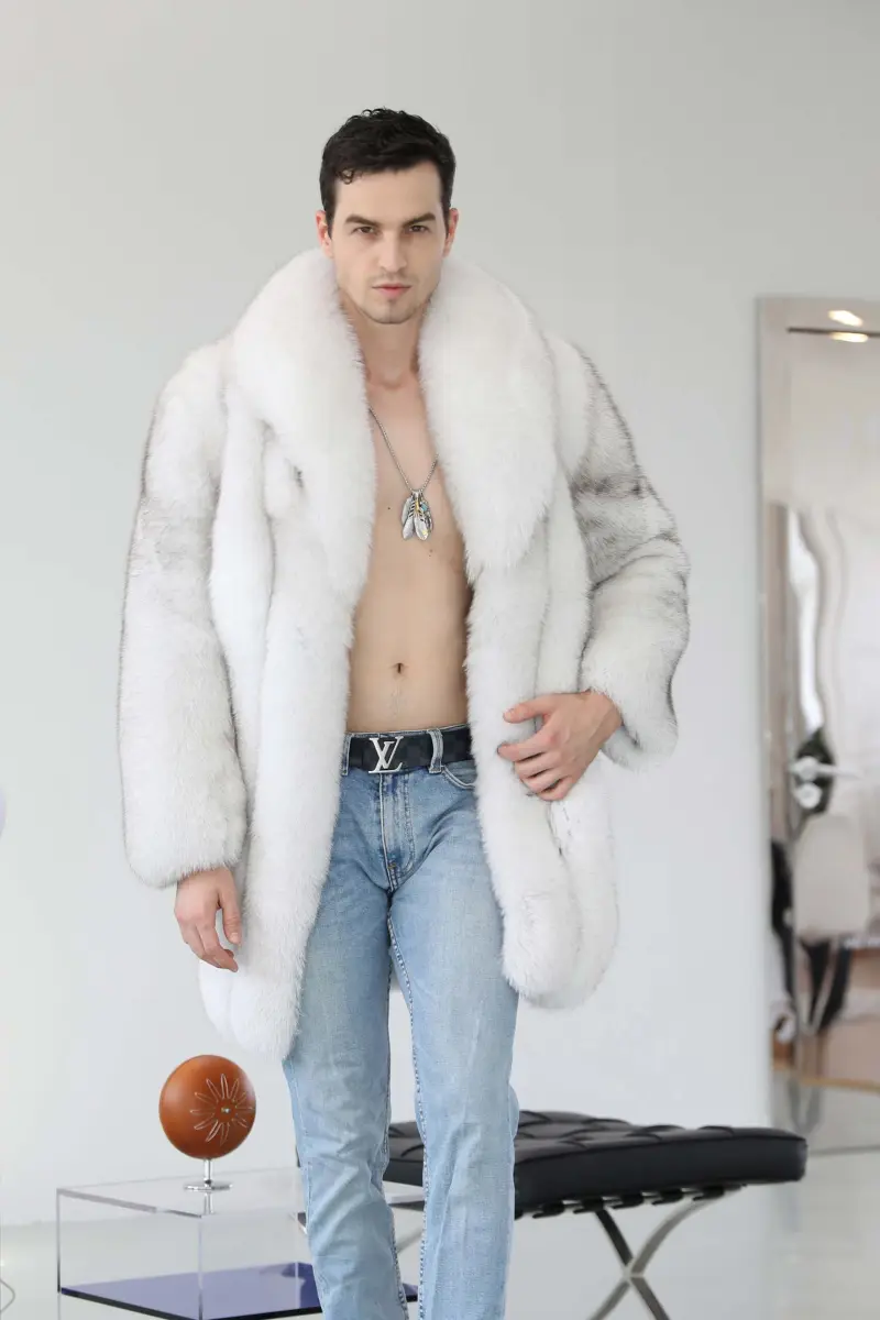 Men's Winter Luxury Natural Fur Real Fox Fur Coat