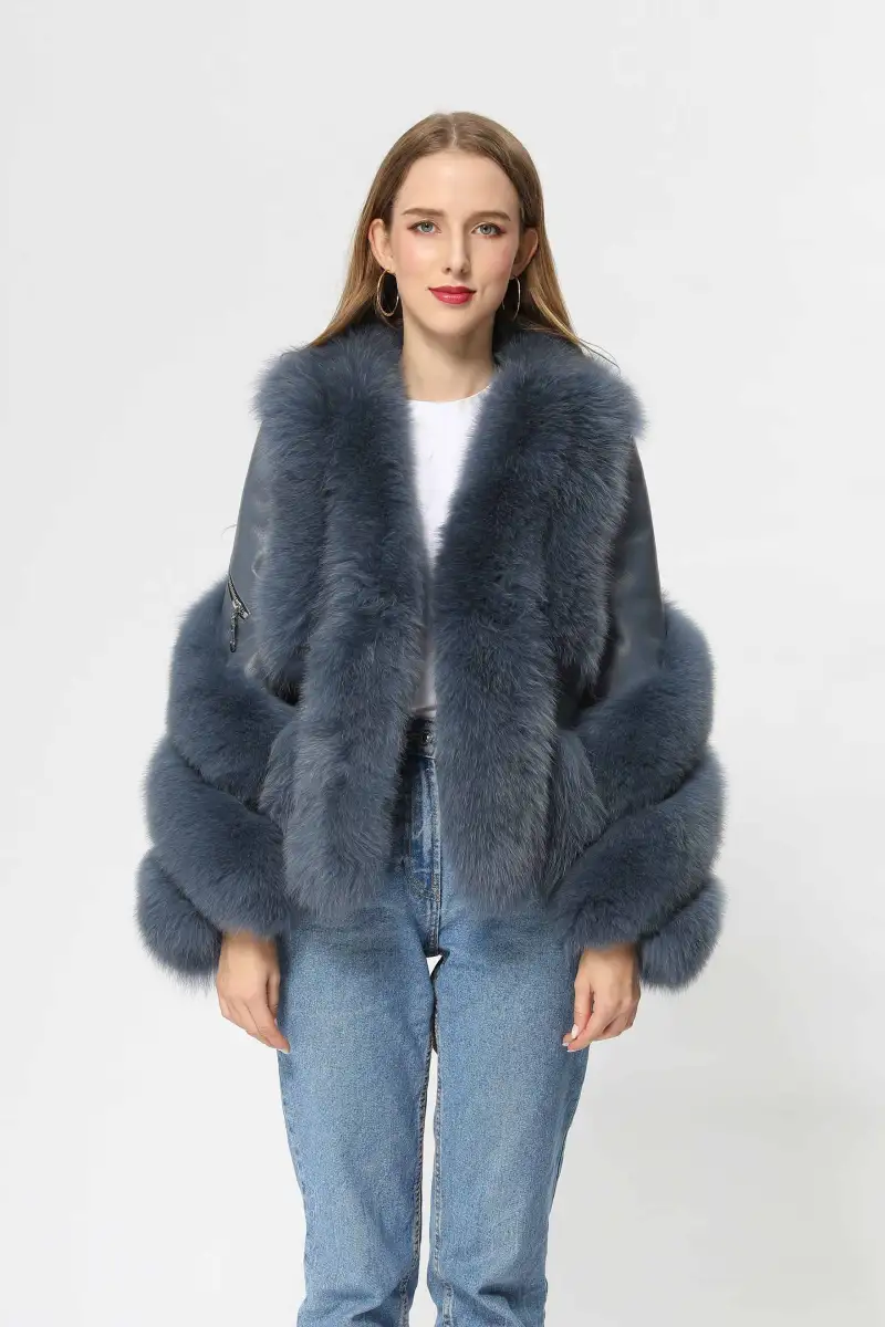 Wholesale Winter Fox Fur Leather Jackets Stylish And Comfortable Women's Coats