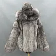 Coat With Ribbed Hem And Cuffs Hooded Made Of Fox Fur