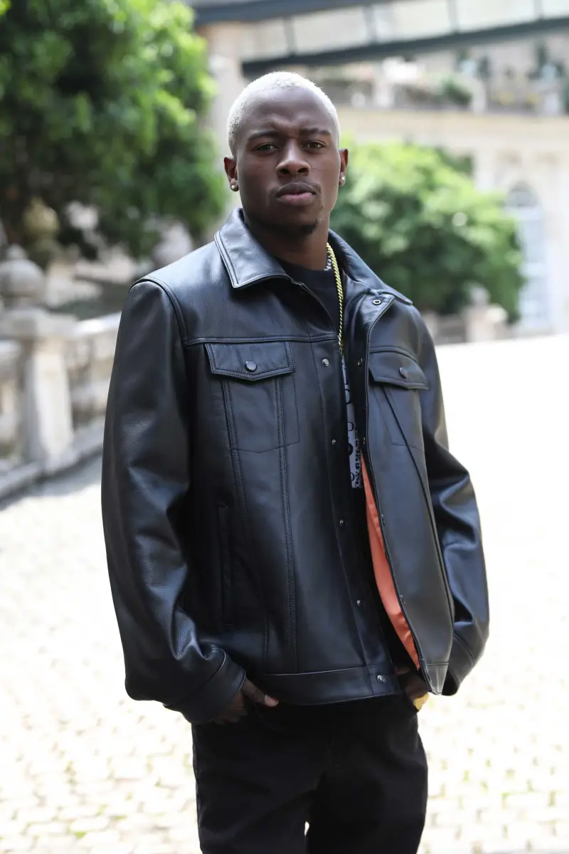 Men's Utility Leather Coat Made Of Bonded Sheepskin