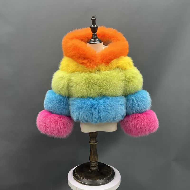 New children's winter three sections splicing fox fur hood