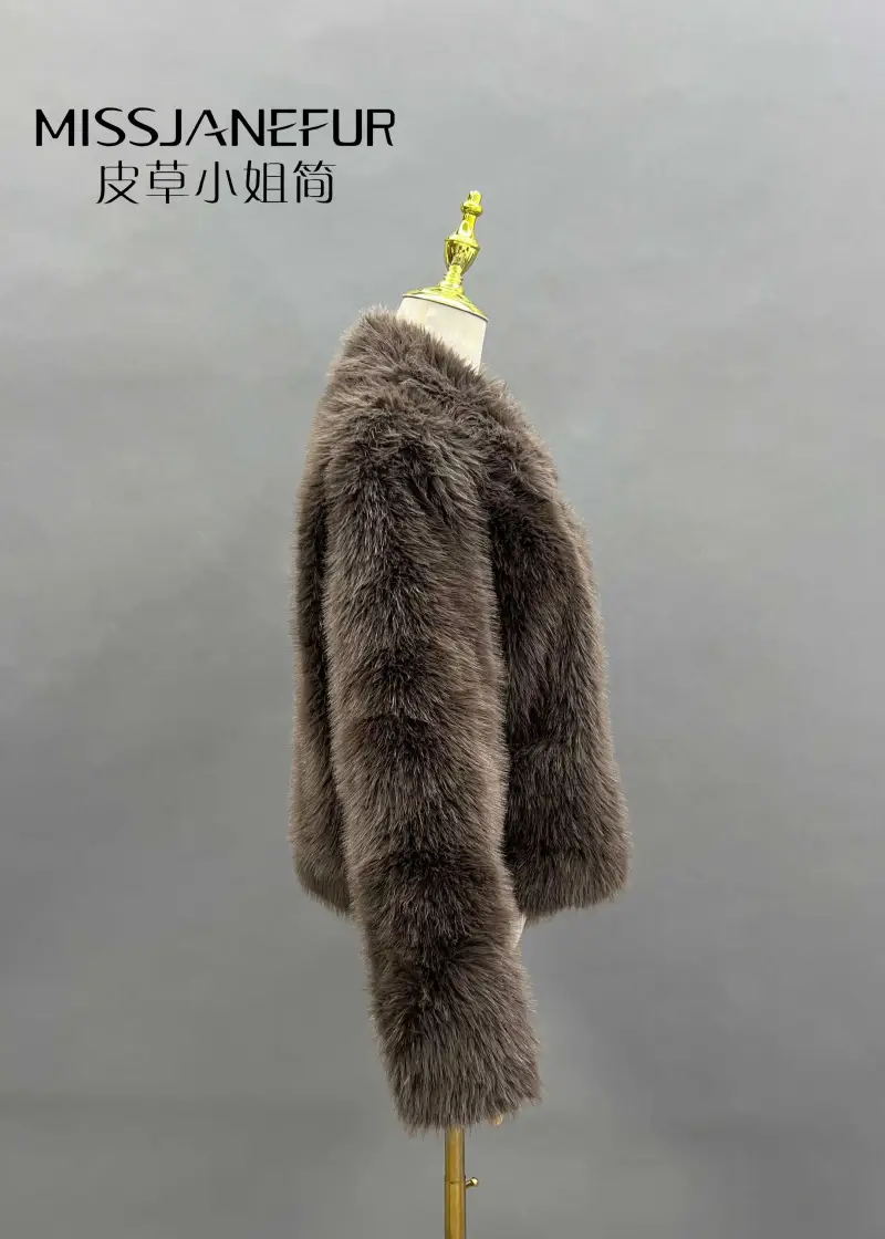 方领短款假毛外套-(15)