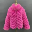 Winter women wear fox fur on both sidesColor:Dark pink