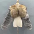 Short Style Women Real Fur Coat Fashion Ladies Long Sleeve Pink Natural Fox Fur JacketColor:Grey