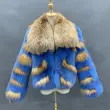 Women's luxury fluffy fox fur coat in winterColor:Blue