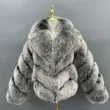 Winter women's suit collar real fox fur casual coatColor:Grey