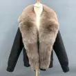 Fox fur collar leather women's coatColor:Brown