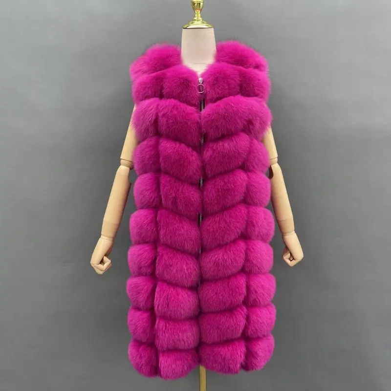 High quality warm sleeveless long women's vestColor:Dark pink