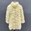 Women's long coat with fox fur in multiple colors on both sidesColor:Yellow