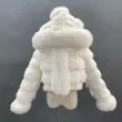 Luxury women's winter short leather straw hooded coatColor:White