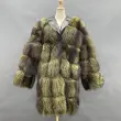 Leather collar real fur coat jacket winter clothing button placket fox furColor:Green