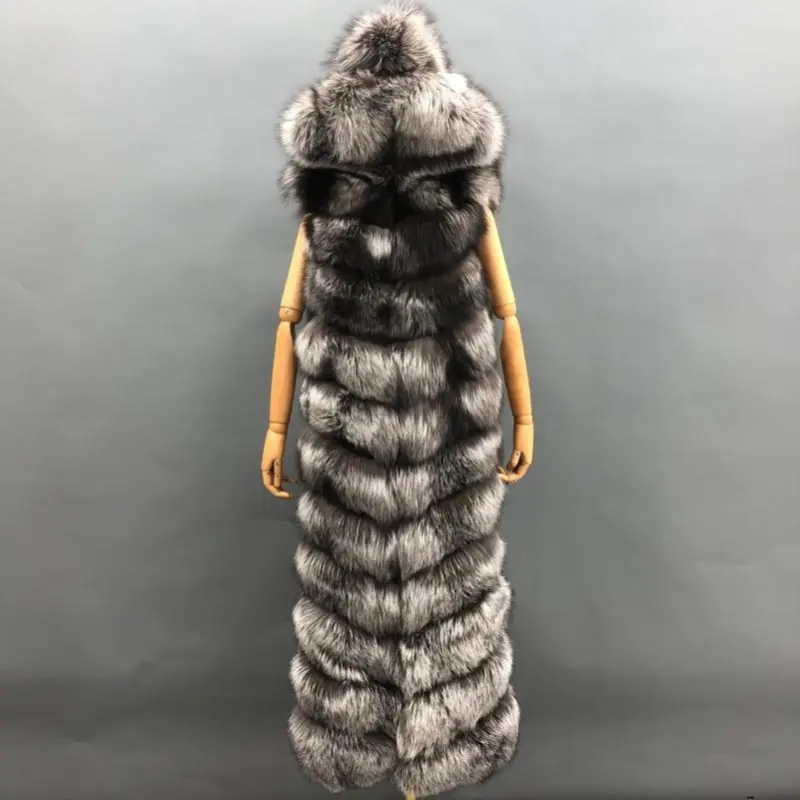 Women's long silver fox capeColor:Grey