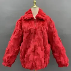Natural fox fur men's lapel jacketColor:Red