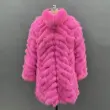 Women's long coat with fox fur in multiple colors on both sidesColor:Dark pink