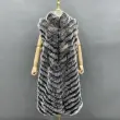 Women's fashionable long style real fox fur vest with two sidesColor:Black
