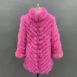 Women's long autumn and winter coat with fox fur on both sidesColor:Dark pink
