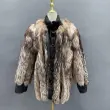 Mink placket men's warm real fur silver fox coatColor:Brown