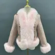 Girls Warm Fur Coat Outerwear Real Fox Fur Jacket Women Fur Coat WinterColor:Pink