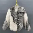 Women's Winter Fur Jacket High Quality Natural Fox Fur Luxury Women Fur CoatColor:Color matching